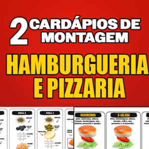 2 Cardápios EDITÁVEIS de montagem - Hamburgueria e Pizzaria
